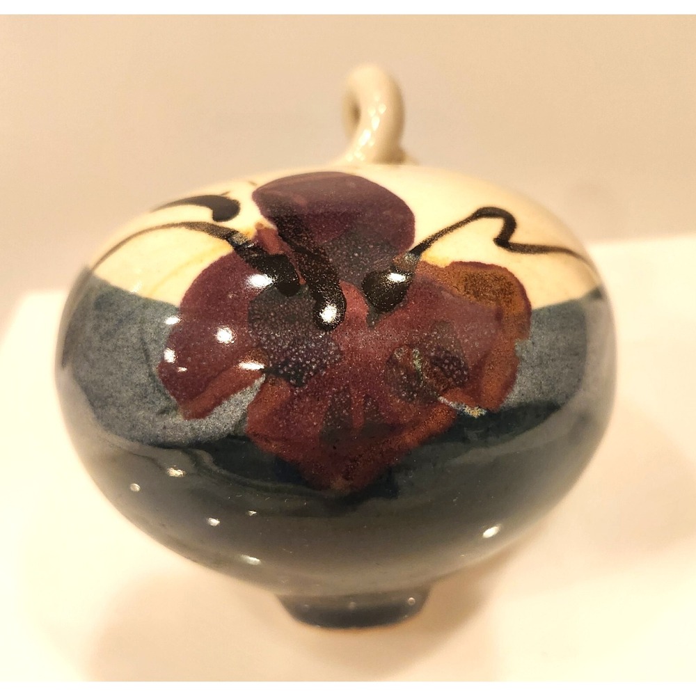 Beautiful Pottery Art Decor Purple Orchid Bulbous Shape Ornament Or Display